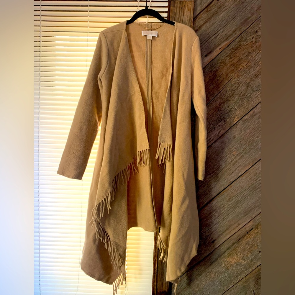 Michael Kors warm fringe wrap sweater